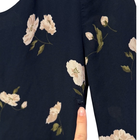 Reformation Blue Finch Floral Mini Long Sleeve Dress Cottagecore Coquette Size 0 - Picture 7 of 7